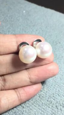 Zarif Ekstra Büyük Beyaz İnci Küpeli Gümüş Aygır