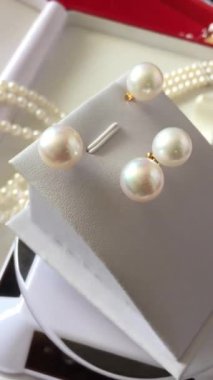 Yumuşak Kadife Arkaplanda Gösterilen Zarif İnci Mücevherler