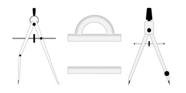 Geometri. Pusula. Hükümdar. Çizim. Işınlama. Görüntü