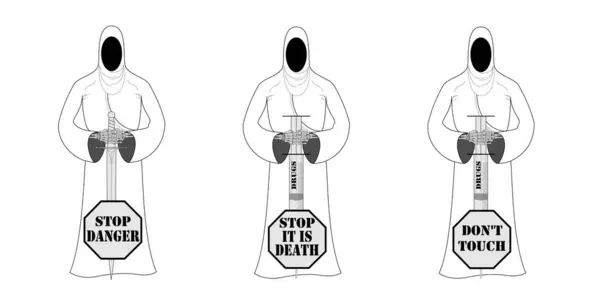 Kılıçlı bir adam. Uyuşturucuyu durdur. Tehlike. Görüntü