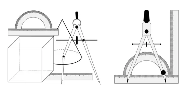 Geometri. Pusula. Hükümdar. Çizim. Işınlama. Görüntü
