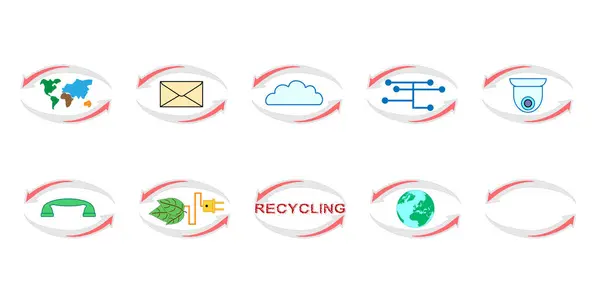 Simgeler ayarlandı. Çevre. Geri dönüşüm. İyileşme. Görüntü