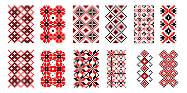 Украинский крестовый шов. Украшение. Национальный. Культурное наследие. Иллюстрация.