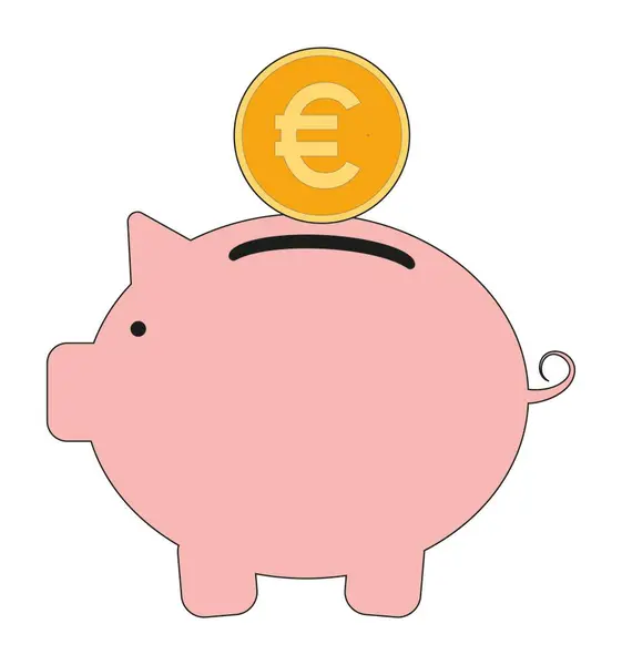 Domuz kumbarası ve euro. Para için. Zenginlik. Vektör. Görüntü