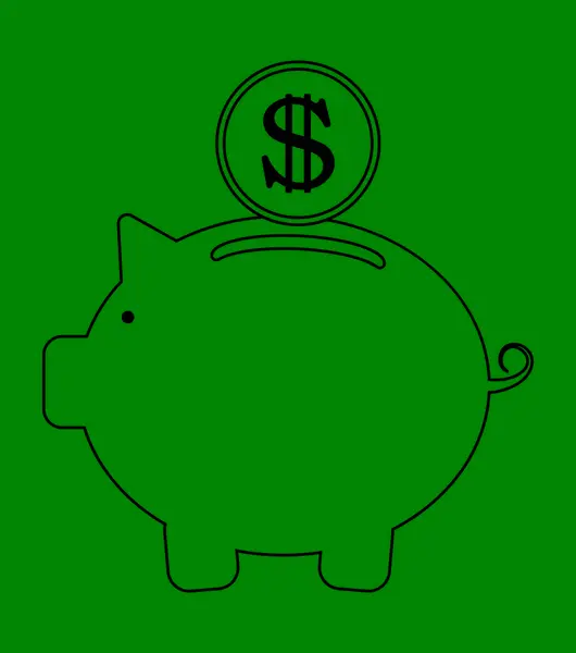 Domuz kumbarası ve dolar. Para için. Zenginlik. Vektör. Görüntü