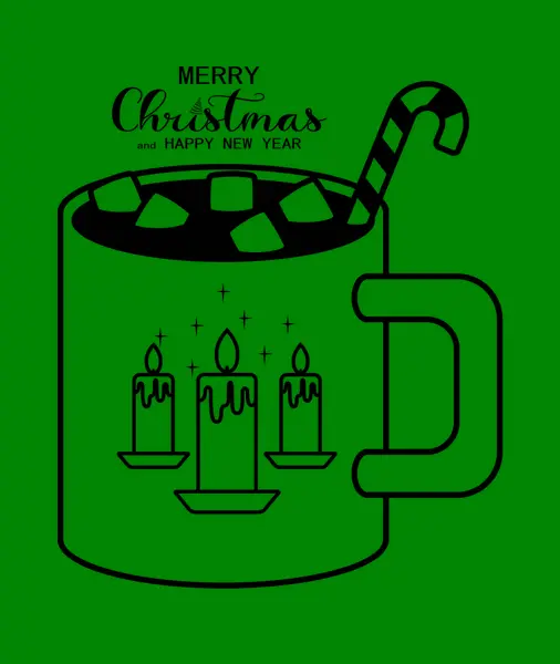 Mutlu noeller. - Mutlu yıllar. Bir kupa kakao. Vektör. Görüntü