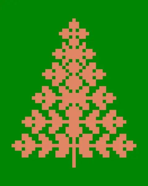 Pikselleştirilmiş Noel ağacı. Mutlu noeller. Ağacın taşıyıcısı. Görüntü