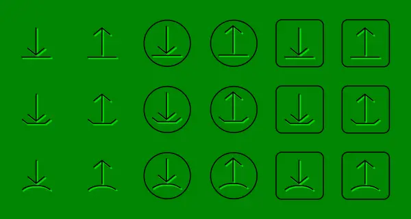 Satır Okları simgesi ayarlandı. İşaret sembolü indiriliyor ve yükleniyor. Düz vektör simgeleri. Vektör. Görüntü