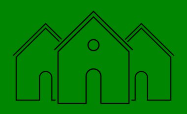 Ev Binası. Satır Simgesi. Mobil ve Web Ev ikonu için. Konut alanı. Ev ikonu. Vektör. Görüntü