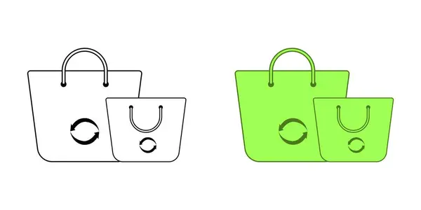 Basit ve modern bir alışveriş çantası logosu. Sıfır atık alışkanlığını destekleyen tekrar kullanılabilir çanta. Çevre dostu bir çantanın ikonu. EPS 10. Vektör illüstrasyonları