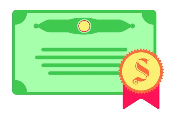 Altın madalyalı diploma. Eğitim ve başarılar belgesi. Tanıma belgesi ya da ayrım belgesi. Kalite güvencesi. Düz minimalist tasarım. EPS 10. Vektör illüstrasyonları