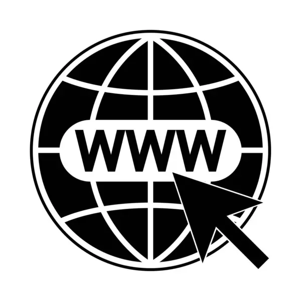 Küre simgesi işareti. İnternet logosu basit tasarım. Adres etiketi simgesi. Web sitesine ya da internet resimli sayfasına girmek için tıklayın. World Wide Web simgesi, www Globe simgesi. EPS 10. Vektör illüstrasyonu
