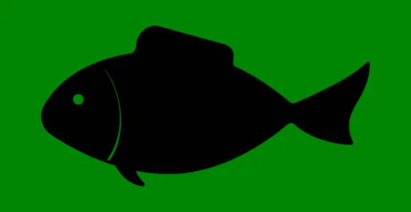 Beyaz arka planda siyah bir balık silueti. Denizci ve akvaryum balığı. Su altı yaratıkları. Basit düz stil. Logo. EPS 10. Vektör illüstrasyonları