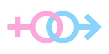 Bir grup erkek ve kadın cinsiyet sembolü. Kadın ve erkek işaretleri. Seks sembolizmi. EPS 10. Vektör illüstrasyonları