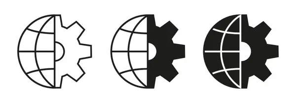 Yarım vitesli gezegen ikonu. Mühendislik, teknoloji ve eğitimde yenilikçi çözümlerin sembolü. EPS 10. Vektör illüstrasyonları