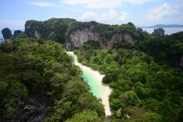 Panorama Widok Lotu Ptaka Piękne Krajobrazy Przyrodnicze Tropikalnej Wyspie Hong — Zdjęcie stockowe