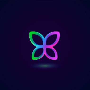 neon kelebek logo tasarım vektörü