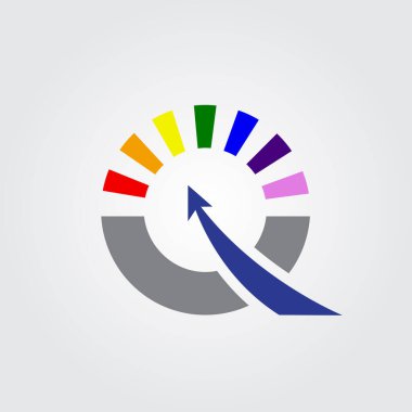 ilk harf Q logosu mavi ve negatif boşluk