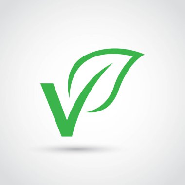 V yaprağı logo tasarımı şablonu beyaz arkaplan