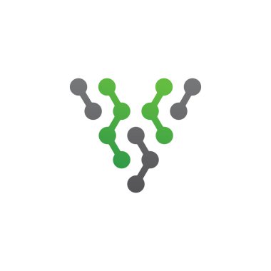 V harfi logo tasarım şablonu elementleri