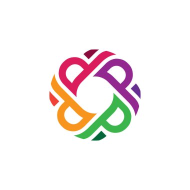 p harfi renkli gökkuşağı logo vektör şablonu