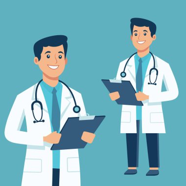 Steteskoplu ve panolu doktorlar