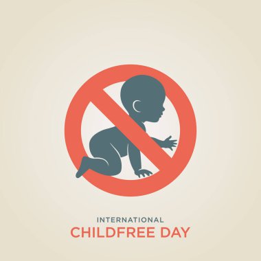 Minimalist sans-serif yazı karakterinde Uluslararası Çocuksuz Gün yazılı bej arkaplan.