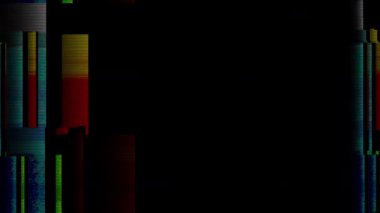 Arıza animasyon geçiş 4K video arızası arka plan Glitch TV Kötü Sinyal Efekti. Siyah arka planda arızalı televizyon. Arızalı hatlar çok gürültülü. Sinyal yok. Retro VHS arkaplanı.