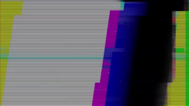 Arıza animasyon geçiş 4K video arızası arka plan Glitch TV Kötü Sinyal Efekti. Siyah arka planda arızalı televizyon. Arızalı hatlar çok gürültülü. Sinyal yok. Retro VHS arkaplanı.