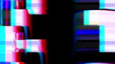 Arıza animasyon geçiş 4K video arızası arka plan Glitch TV Kötü Sinyal Efekti. Siyah arka planda arızalı televizyon. Arızalı hatlar çok gürültülü. Sinyal yok. Retro VHS arkaplanı.
