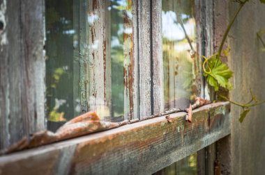 Köy evinin penceresi. Yüksek kalite fotoğraf