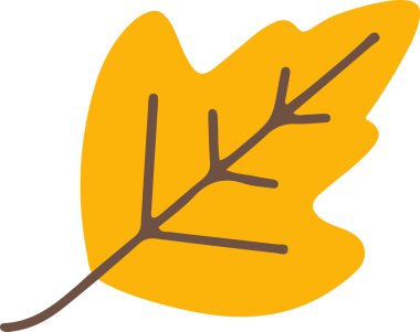 Sarı sonbahar yaprağının düz bir temsili. Vektör illüstrasyonu