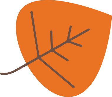 Portakal rengi sonbahar yaprağının düz bir temsili. Vektör illüstrasyonu