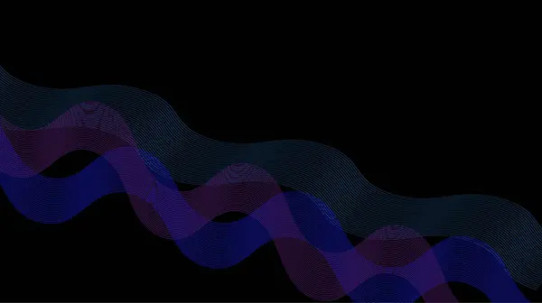 Derin mavi ve mor renkte akışkan dalga çizgileri, siyah arkaplanda pürüzsüz ve sürekli bir desen oluşturur..