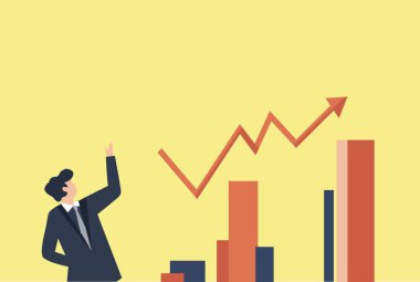 Şirket Sunumları ve Raporları İçin Büyüyen Bar Çizelgesinde Sarı Arkaplan