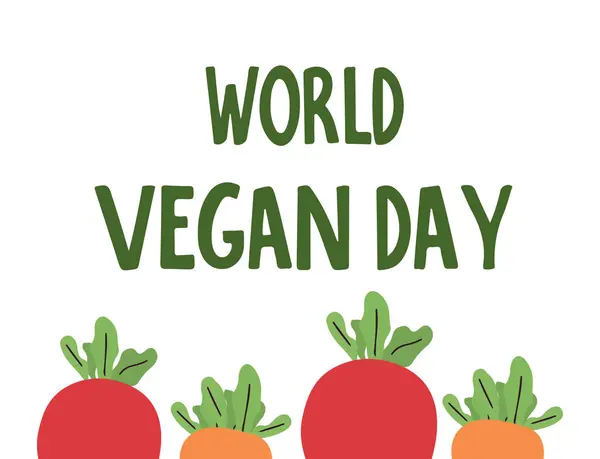 Dünya Vegan Günü için hazırlanmış pancar ve havuç. Vektör illüstrasyonu