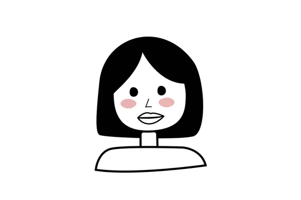 Kısa saçlı bir kadının minimalist karalaması. Vektör illüstrasyonu