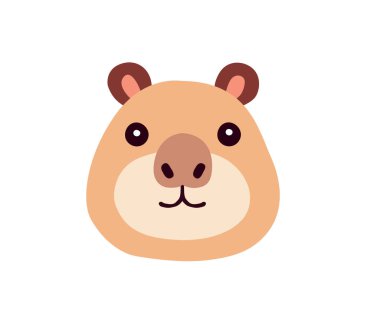 Beyaz arka planda neşeli bir ifadeyle kapibaralı bir kapibaranın minimalist karikatür çizimi, hayvan temalı tasarımlar için mükemmel.. 