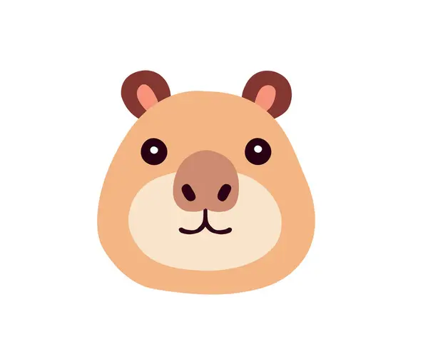 Beyaz arka planda neşeli bir ifadeyle kapibaralı bir kapibaranın minimalist karikatür çizimi, hayvan temalı tasarımlar için mükemmel.. 