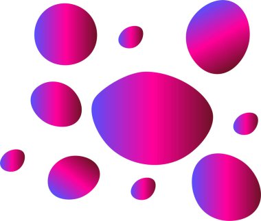 Dynamic arrangement of pink-to-blue gradient shapes in various sizes, presenting a bold and creative abstract concept. Vector illustration clipart