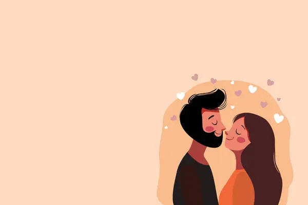 Tebrik kartları ve tasarım için fotokopi alanı olan romantik aşk ve sevgililer günü konsepti. Vektör illüstrasyonu