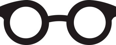 Minimalist siyah yuvarlak gözlük çizimi, komedi, kılık değiştirme veya acayip tasarım temaları için ideal. Vektör illüstrasyonu