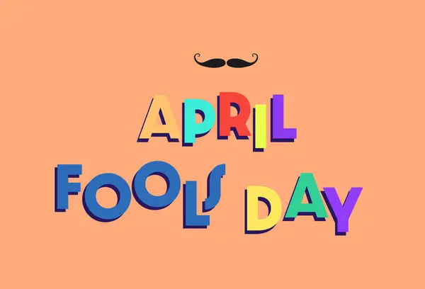 Renkli Nisan şakaları, turuncu arka planda siyah bir bıyıkla eşleştirilmiş neşeli ve neşeli titreşimleri vurguluyor. Vektör illüstrasyonu