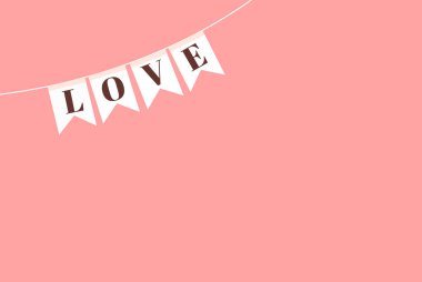 Sevgililer Günü tebrik kartı, pembe kalpler ve beyaz kağıt kesiği.