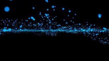 Parçacıklarla soyut mavi arkaplan.