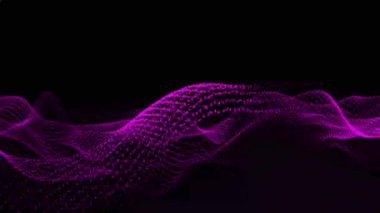 Parçacık dalgası. Noktalı ve dinamik parçacıklı soyut bir arkaplan. 3D görüntüleme. Geleceksel veri teknolojisi arka planı.