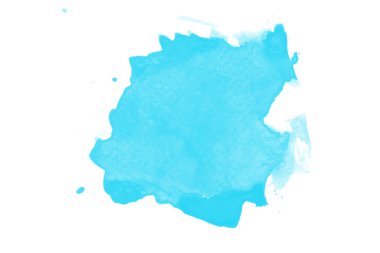 Canlı mavi suluboya beyaz tuval üzerine sıçrıyor.