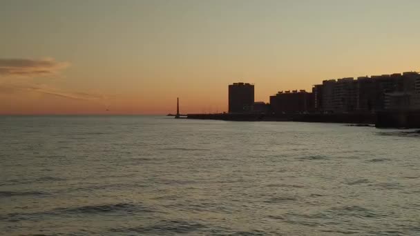 Montevideo Stad Vid Solnedgången — Stockvideo