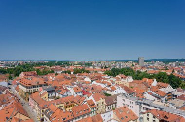 View of Ceske Budejovice from the Black Tower, sunny day in June