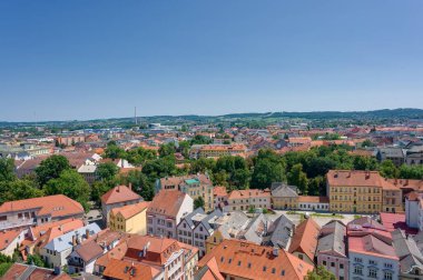 Kara Kule 'deki Ceske Budejovice manzarası, Haziran, güneşli gün